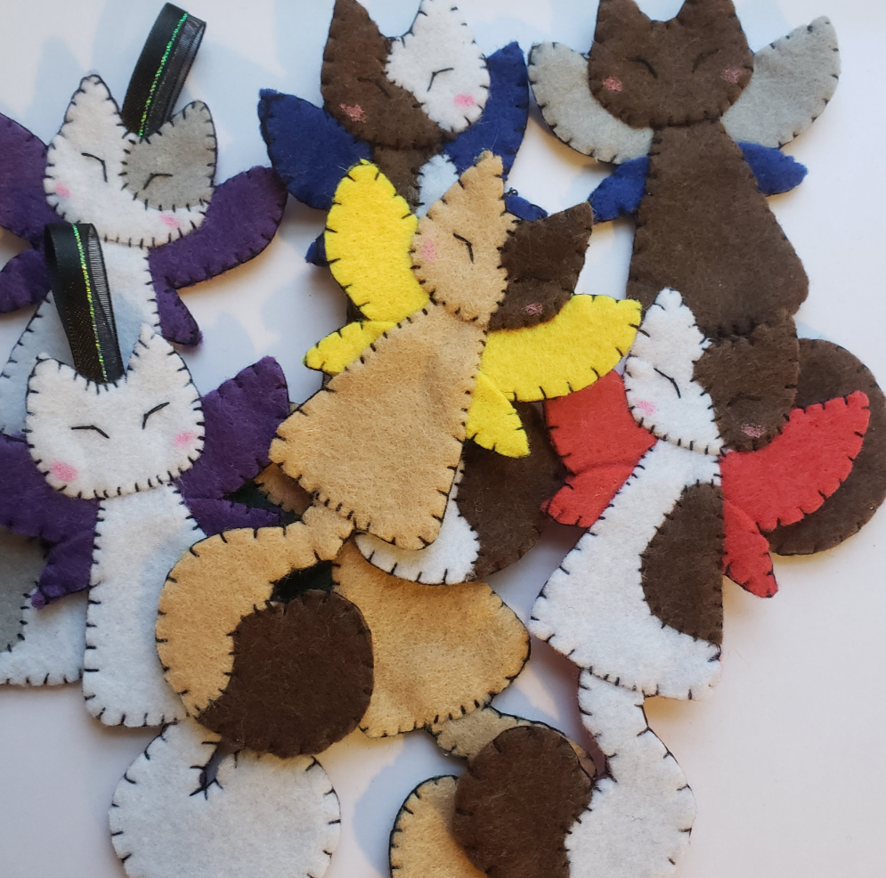 Hand-Stitched Felt Fairy Cat Bookmarks