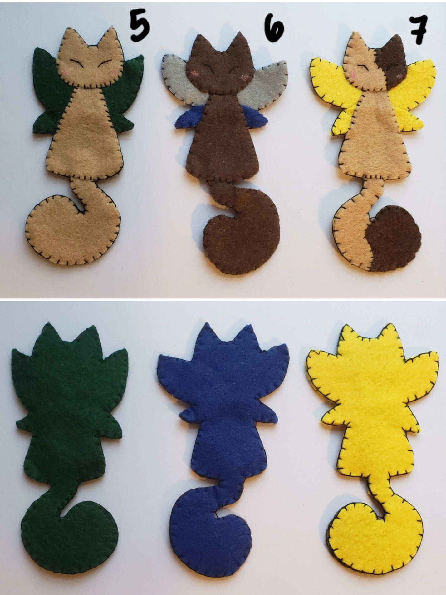Hand-Stitched Felt Fairy Cat Bookmarks