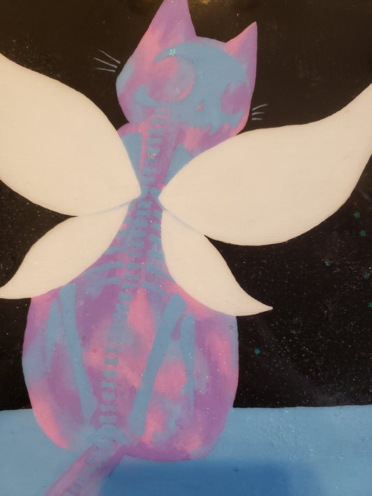 Pastel Fairy SkullCat : Original Painting