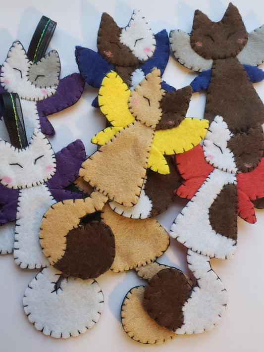 Hand-Stitched Felt Fairy Cat Bookmarks