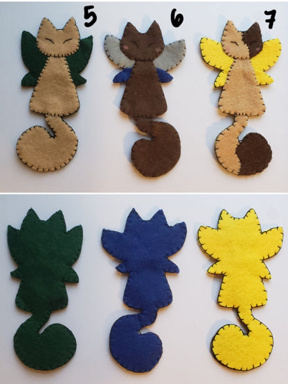 Hand-Stitched Felt Fairy Cat Bookmarks