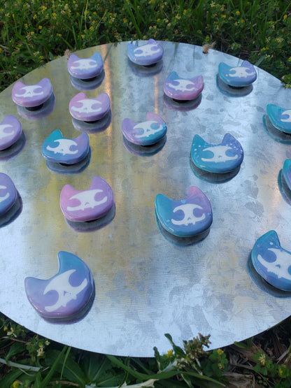 Glittery Pastel Skele-Cats OOAK Magnet -GRAB BAG-