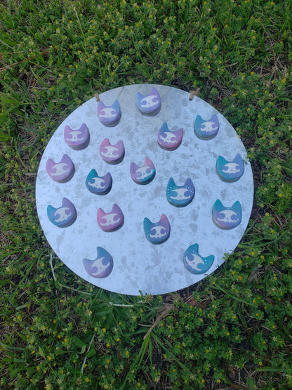 Glittery Pastel Skele-Cats OOAK Magnet -GRAB BAG-